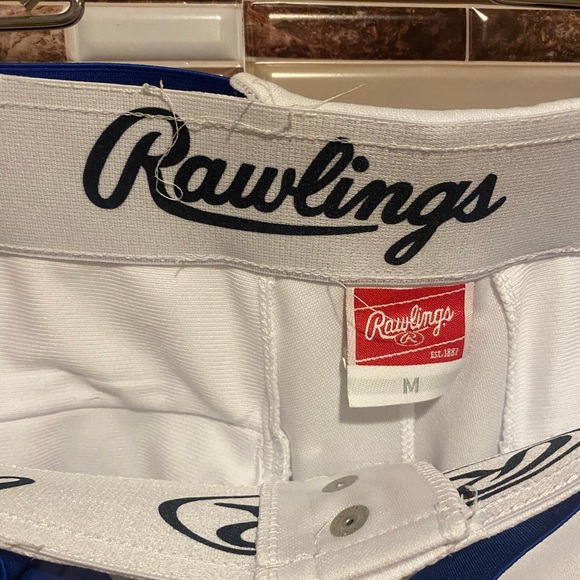 White with  Royal blue piping men’s baseball pants - Picture 3 of 3